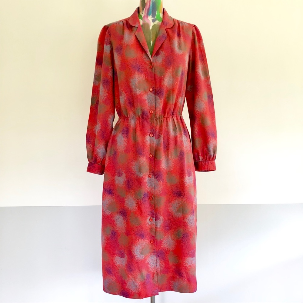 🚨VINTAGE 80s Abstract Secretary Midi Dress